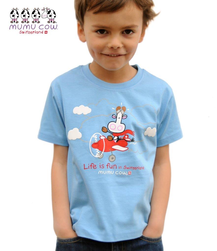 T-Shirt Mumucow "Life is fun", blau