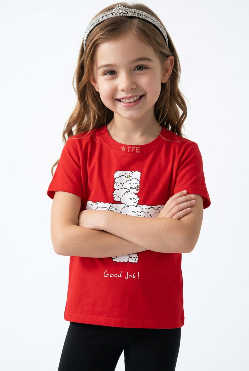 Kinder T-Shirt Schweizerkreuz Schaf Good Job