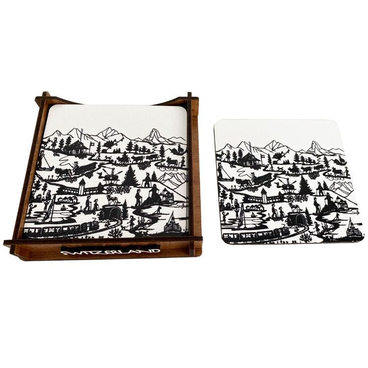 Set mit 6 Untersetzer mit Scherenschnitt-Motiv