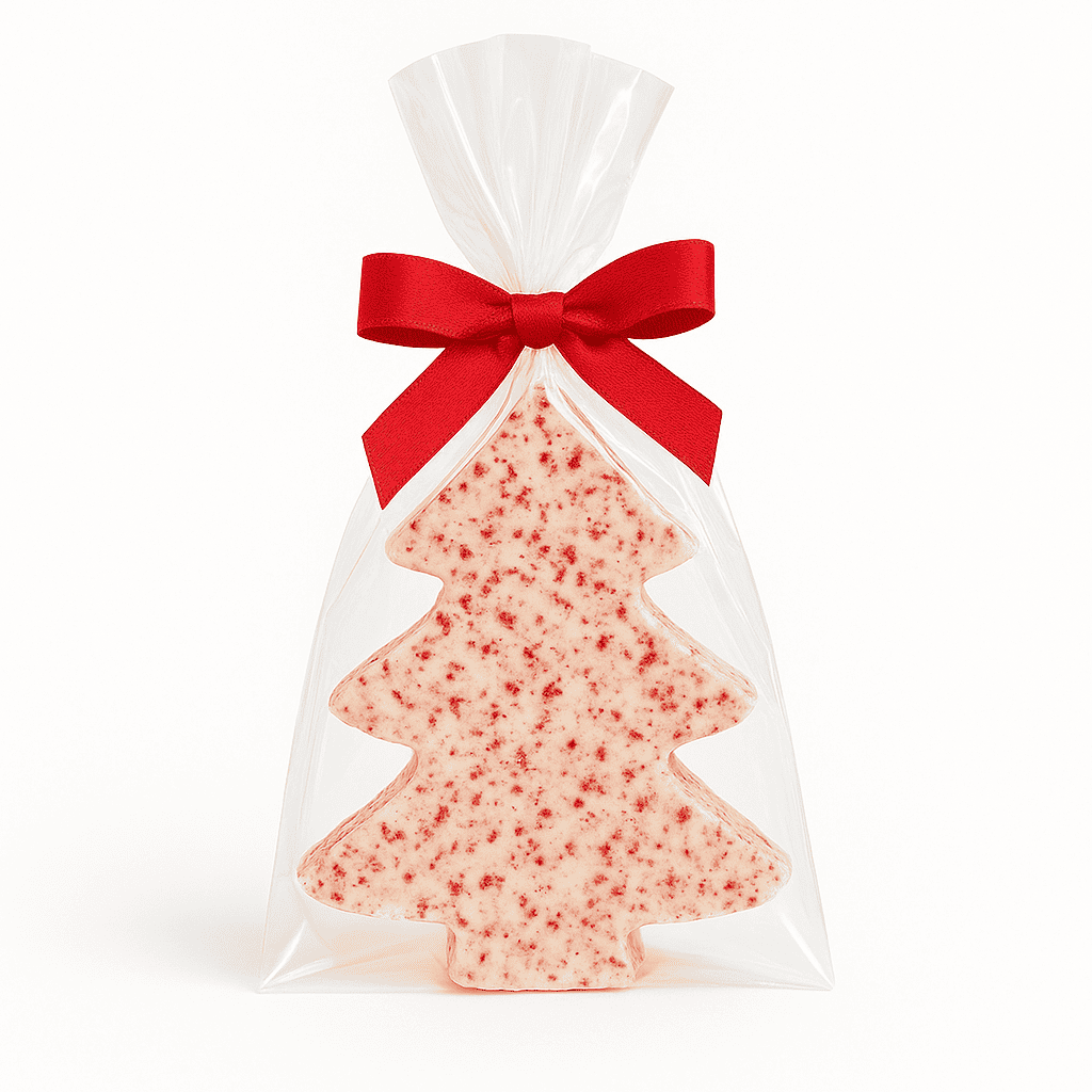 Schokoladen Weihnachtsbaum, weisse Schokolade mit Waldbeeren