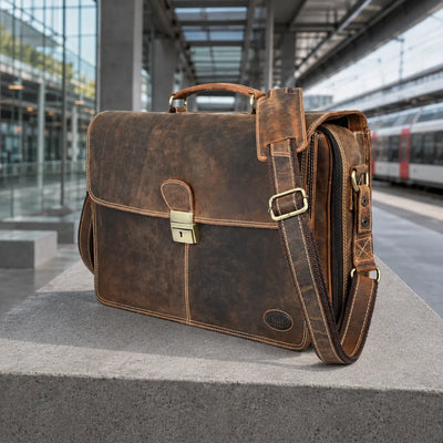 Aktentasche aus Leder mit 15 Zoll Laptop-Fach