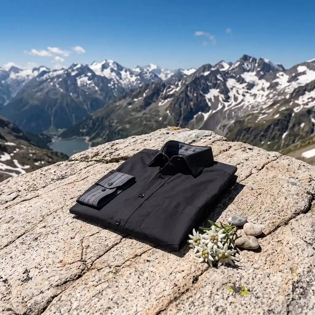 Bio Hemd mit Edelweiss Stoffeinsatz