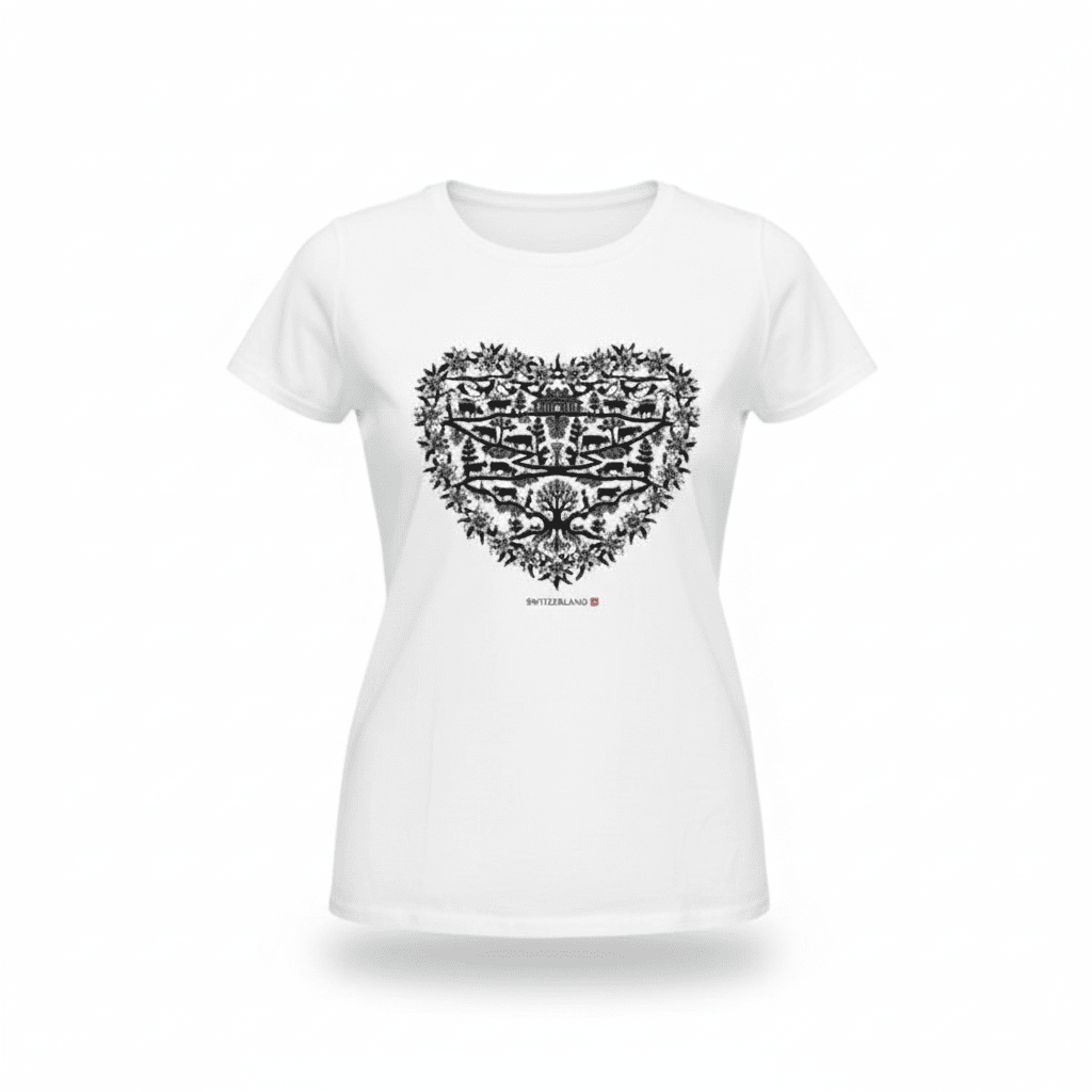 Damen T-Shirt Scherenschnitt Herz
