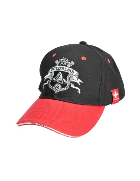 Baseball Cap Switzerland, schwarz/rot