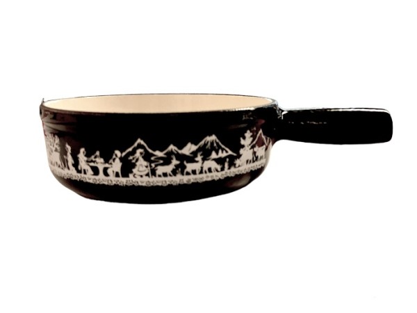 Fondue Caquelon schwarz Scherenschnitt, 18 cm